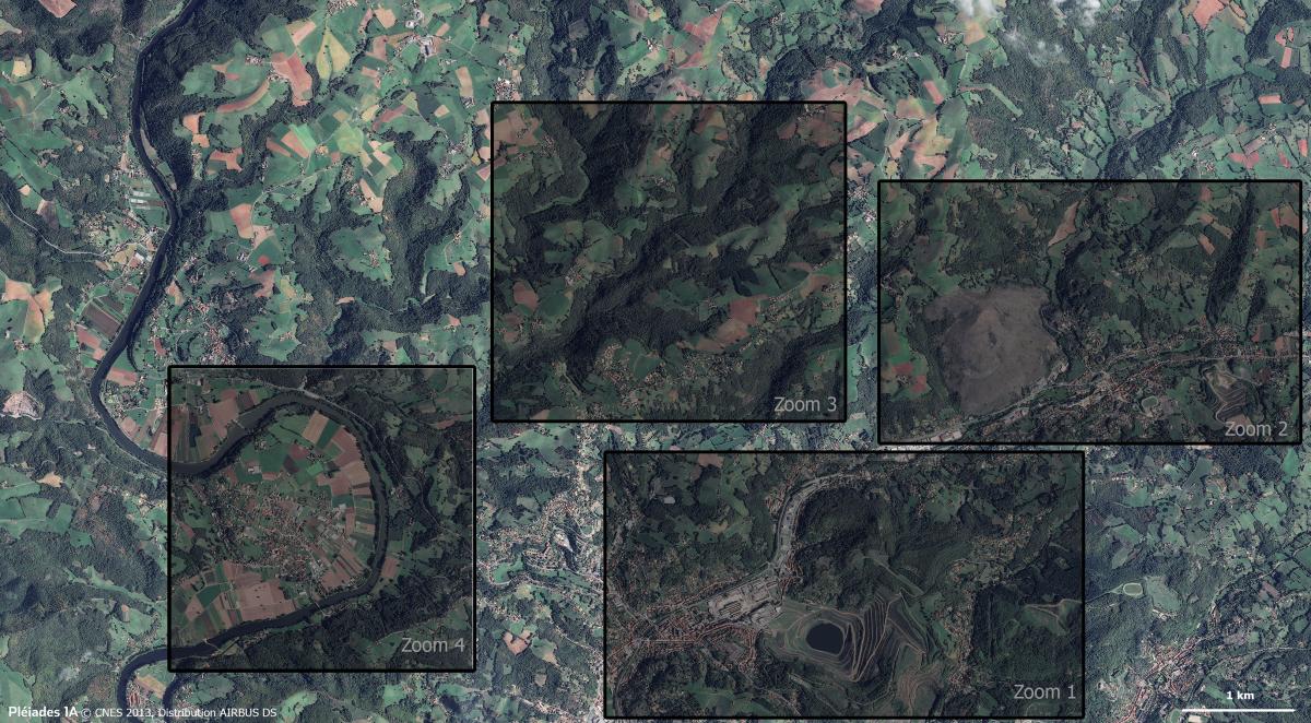 Image satellite du bassin de Decazeville