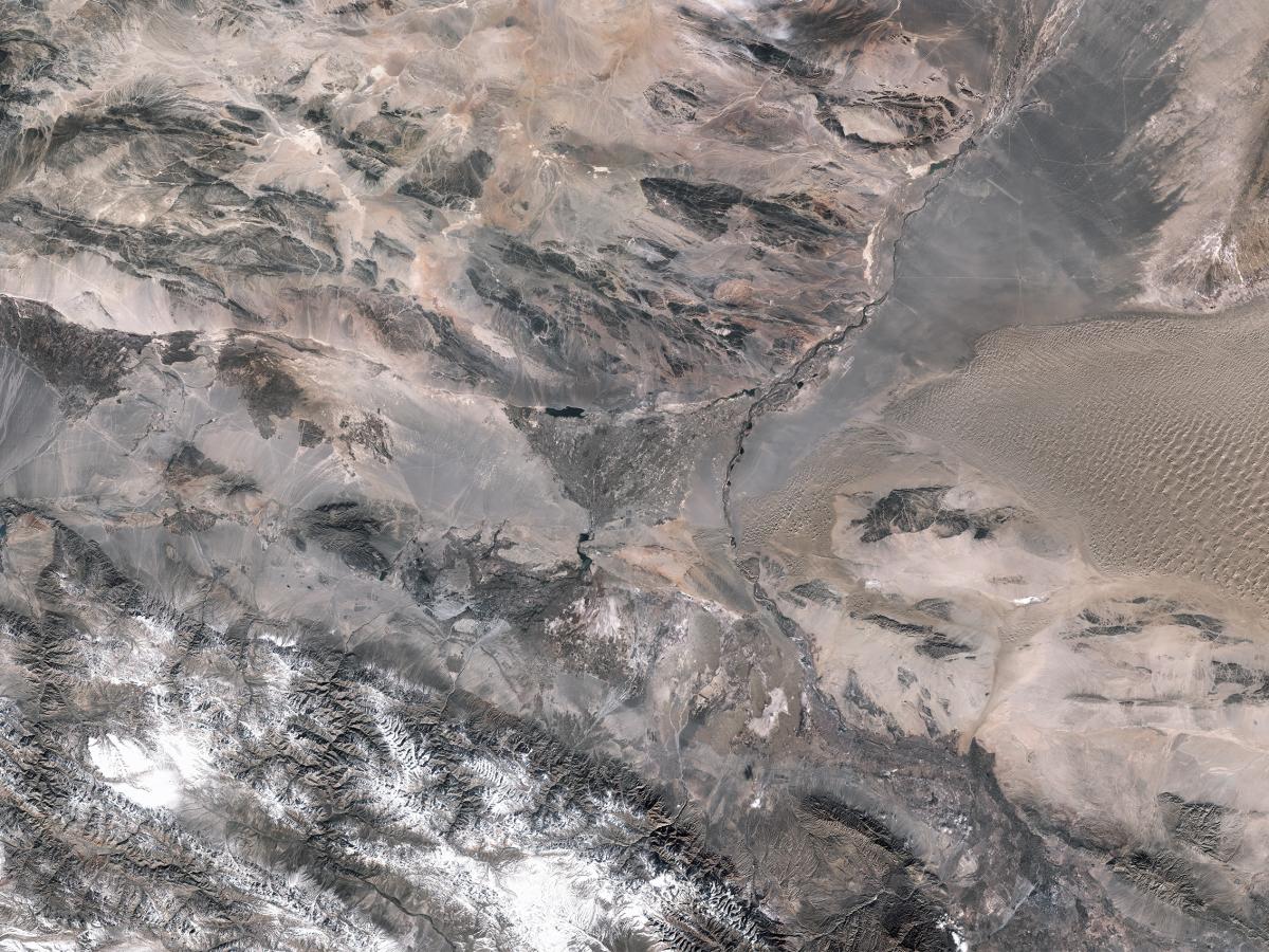Image satellite de la région du Gansu dans le désert de Gobi