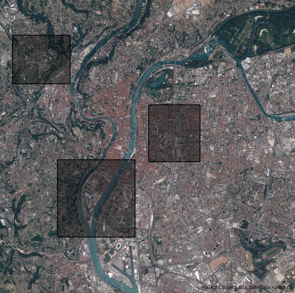 image satellite de la ville de Lyon