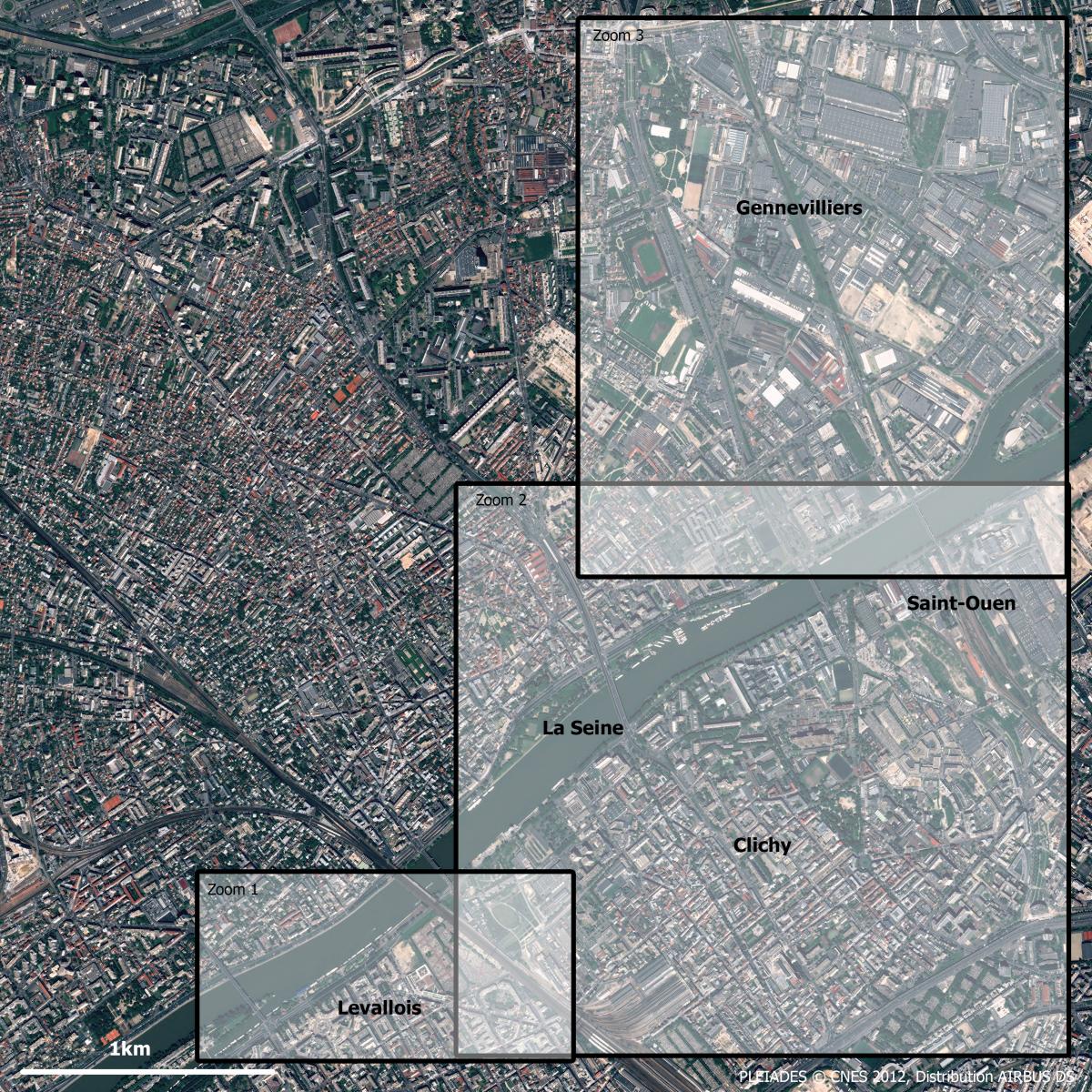 Image satellite de la banlieue nord-ouest de Paris