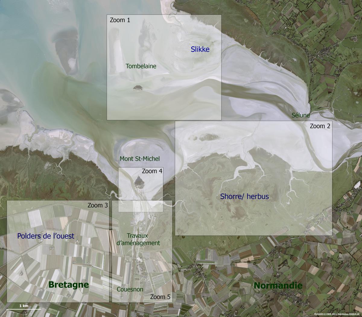 Image satellite de la Baie et le Mont-Saint-Michel Image satellite de la Baie et le Mont-Saint-Michel