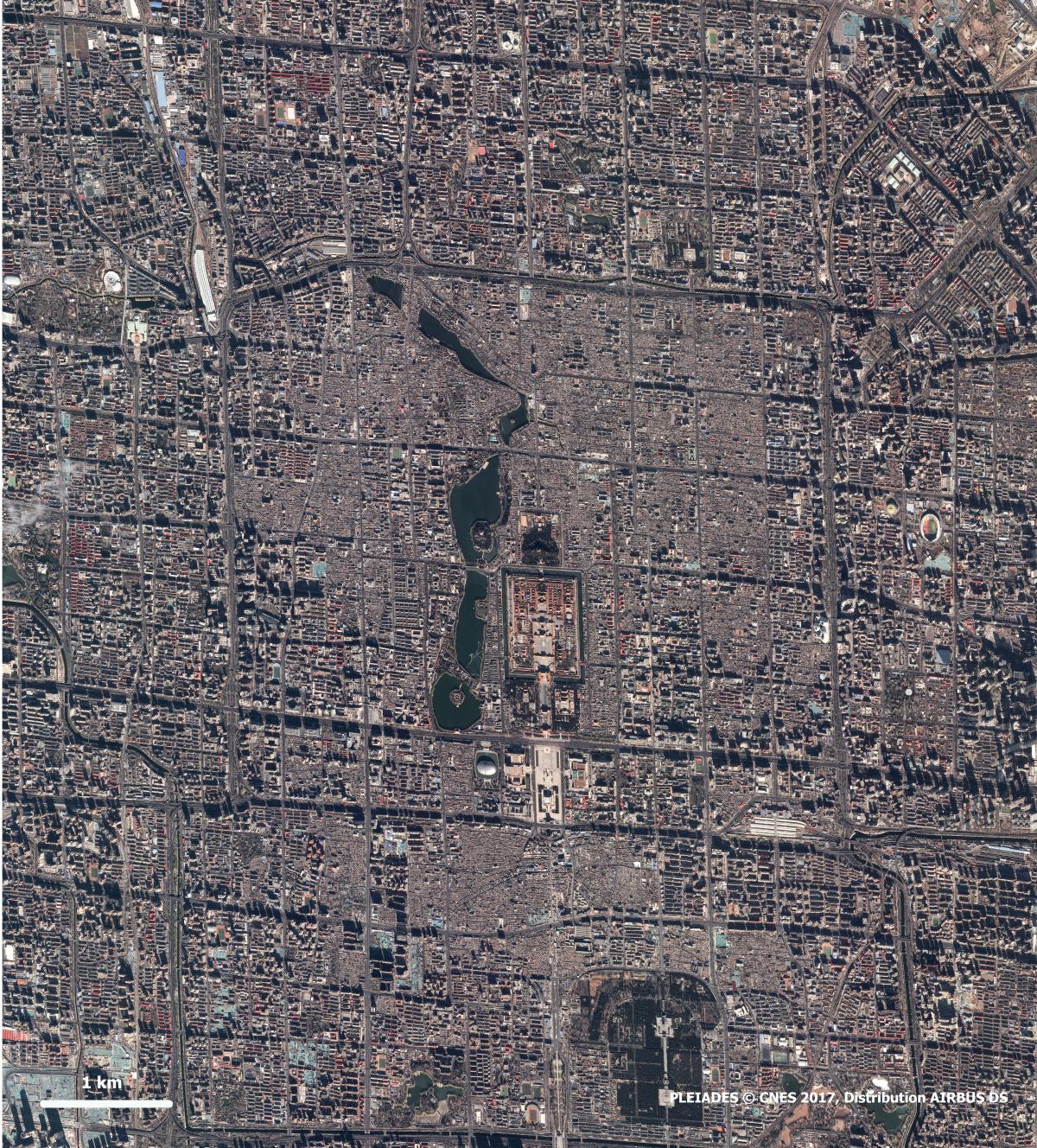 Imagen satelital de la capital de la República popular de China, Pekín Imagen satelital de la capital de la República popular de China, Pekín