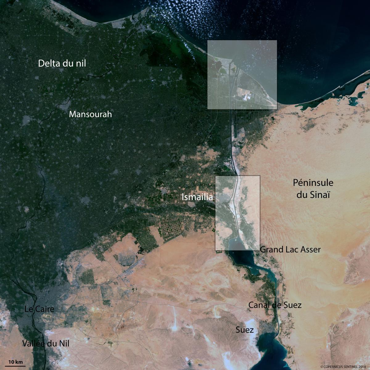 Image satellite du canal de Suez Image satellite du canal de Suez