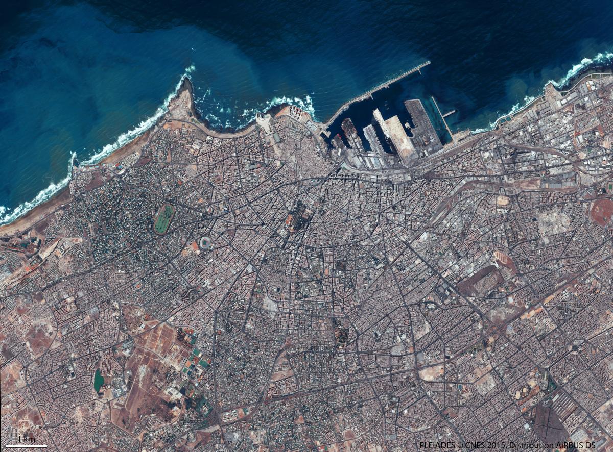 Image satellite de Casablanca, ville portuaire située à l'ouest du Maroc Image satellite de Casablanca, ville portuaire située à l'ouest du Maroc