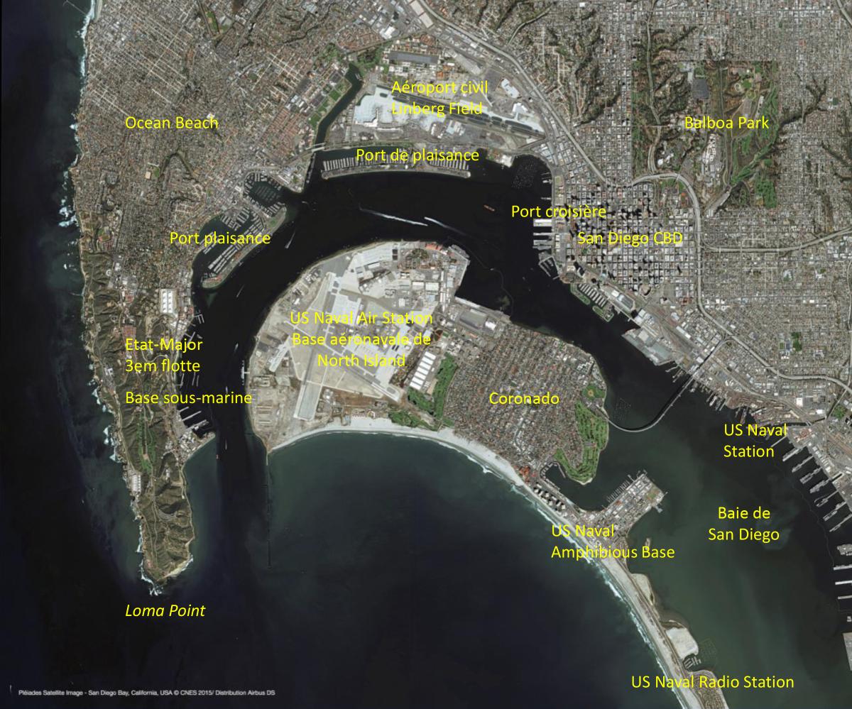 Image satellite de San Diego, ville côtière du sud de l'État de Californie