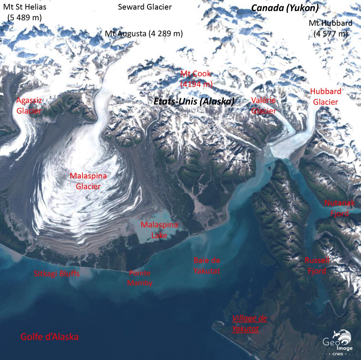 Image satellite de Malaspina Image satellite de Malaspina