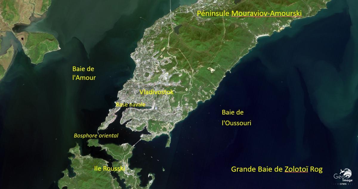 image satellite de Vladivostok, ville portuaire du Pacifique