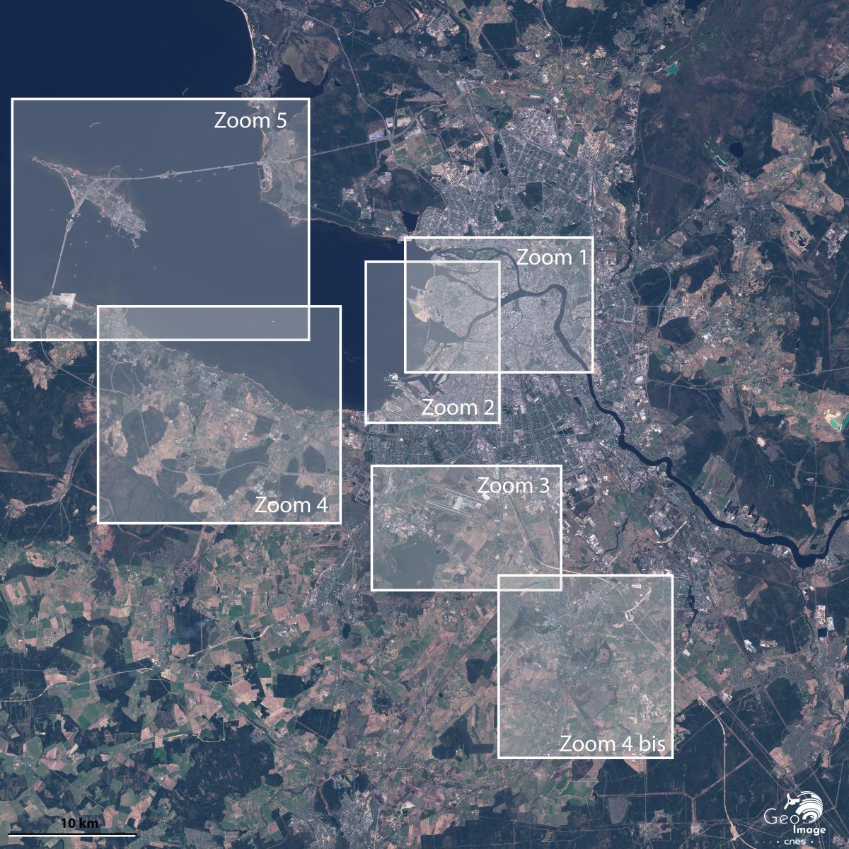 Image satellite de la ville de Saint-Pétersbourg