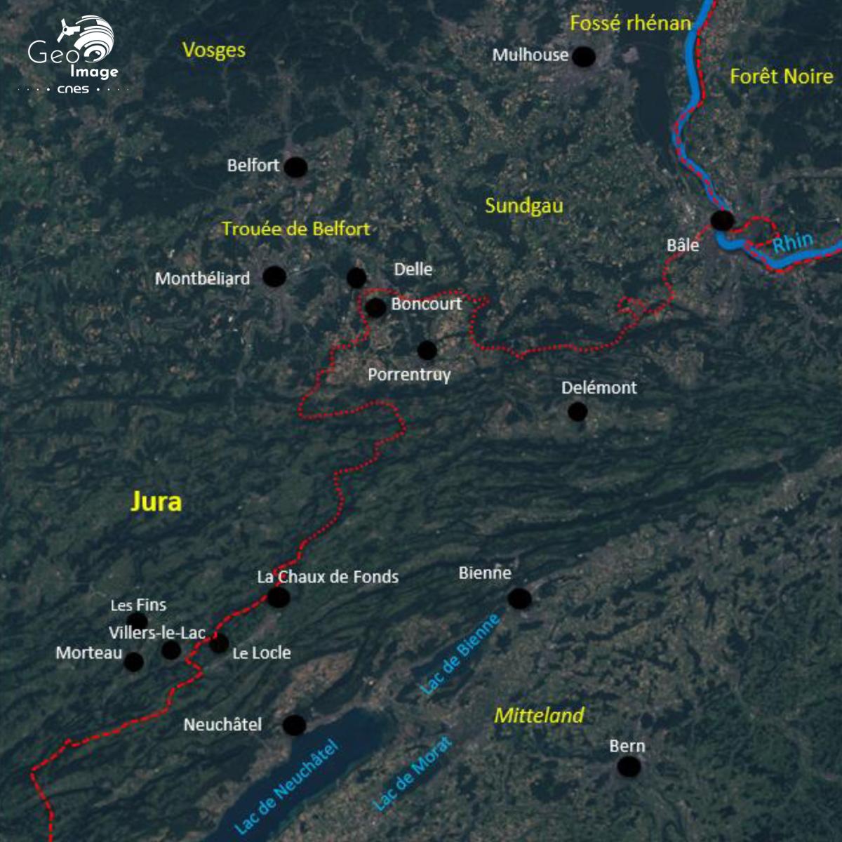 Image satellite de l’arc jurassien Image satellite de l’arc jurassien