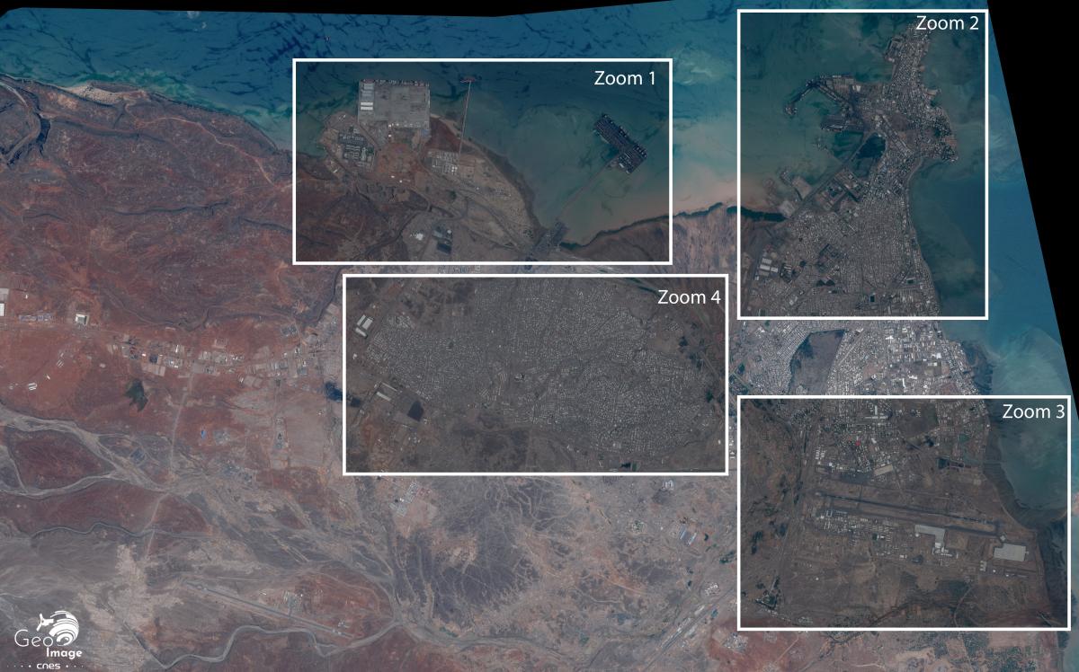 Image satellite de la mer Rouge, Djibouti  Image satellite de la mer Rouge, Djibouti