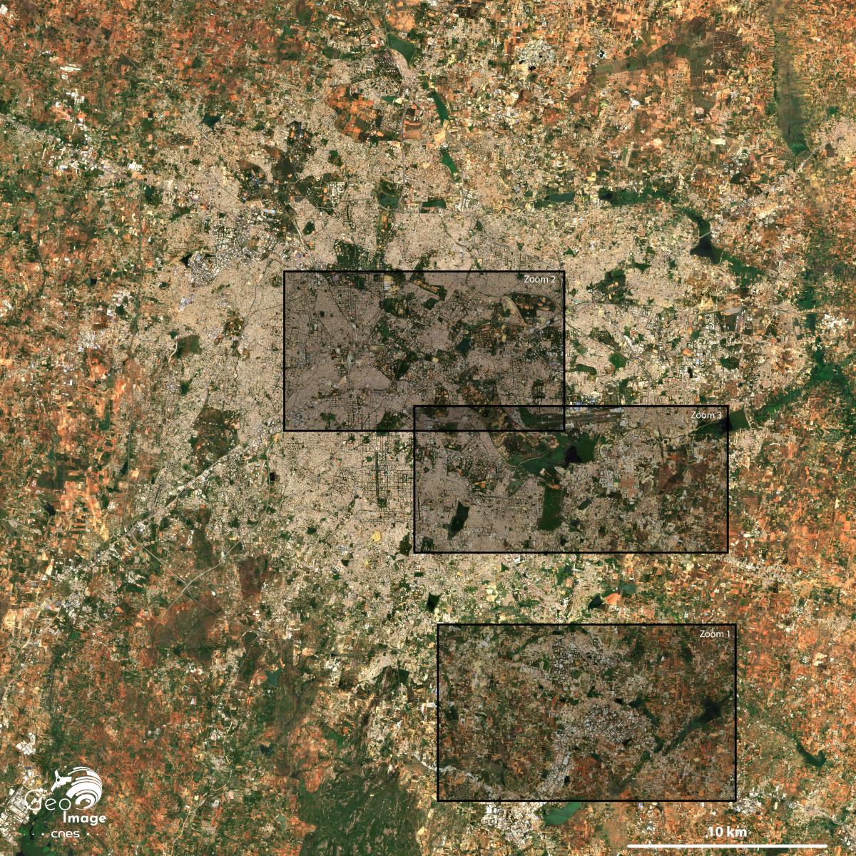 Image satellite de Bangalore, grande métropole dans le sud de l'Inde Image satellite de Bangalore, grande métropole dans le sud de l'Inde