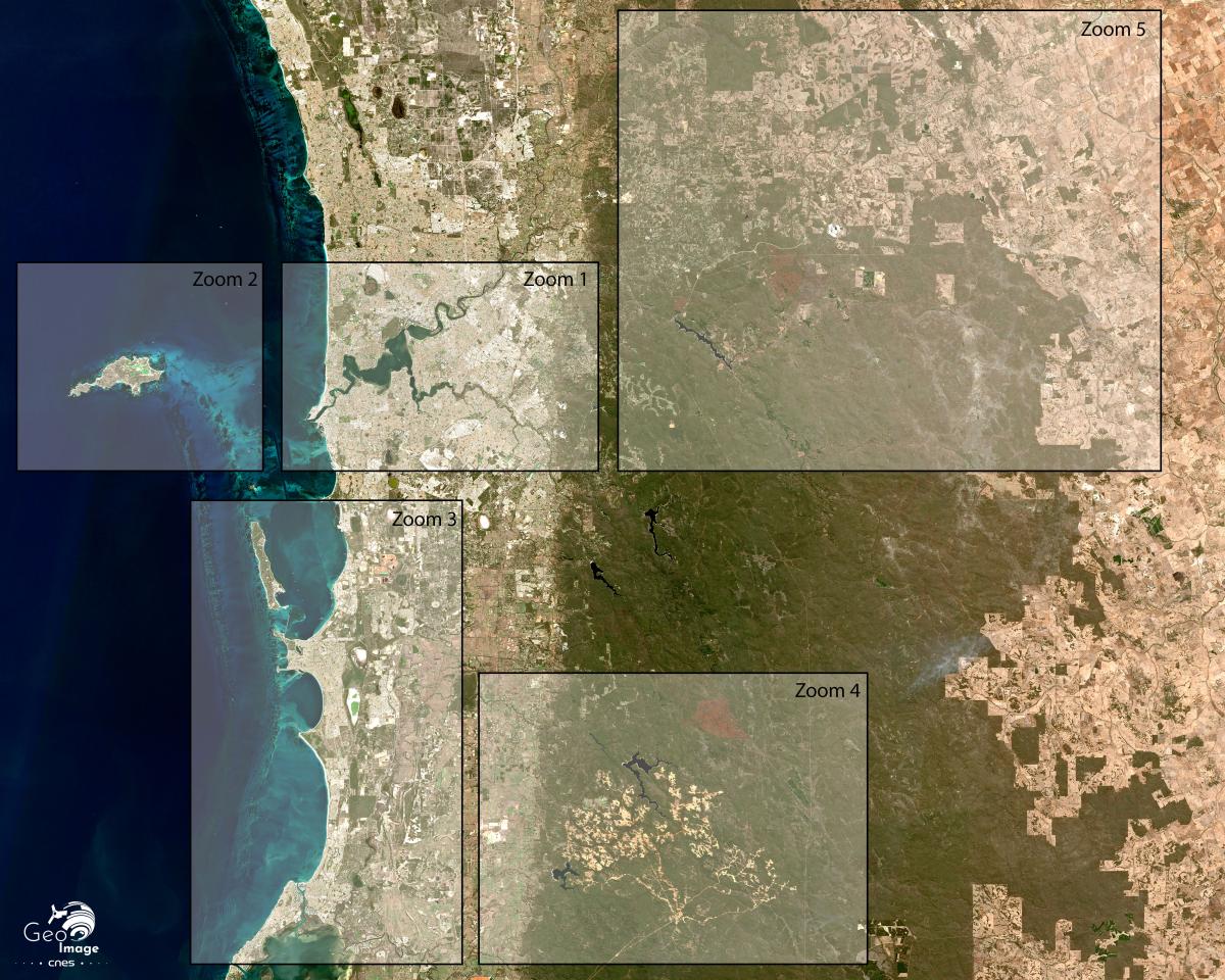 Image satellite de la capitale de l'Australie-Occidentale, Perth