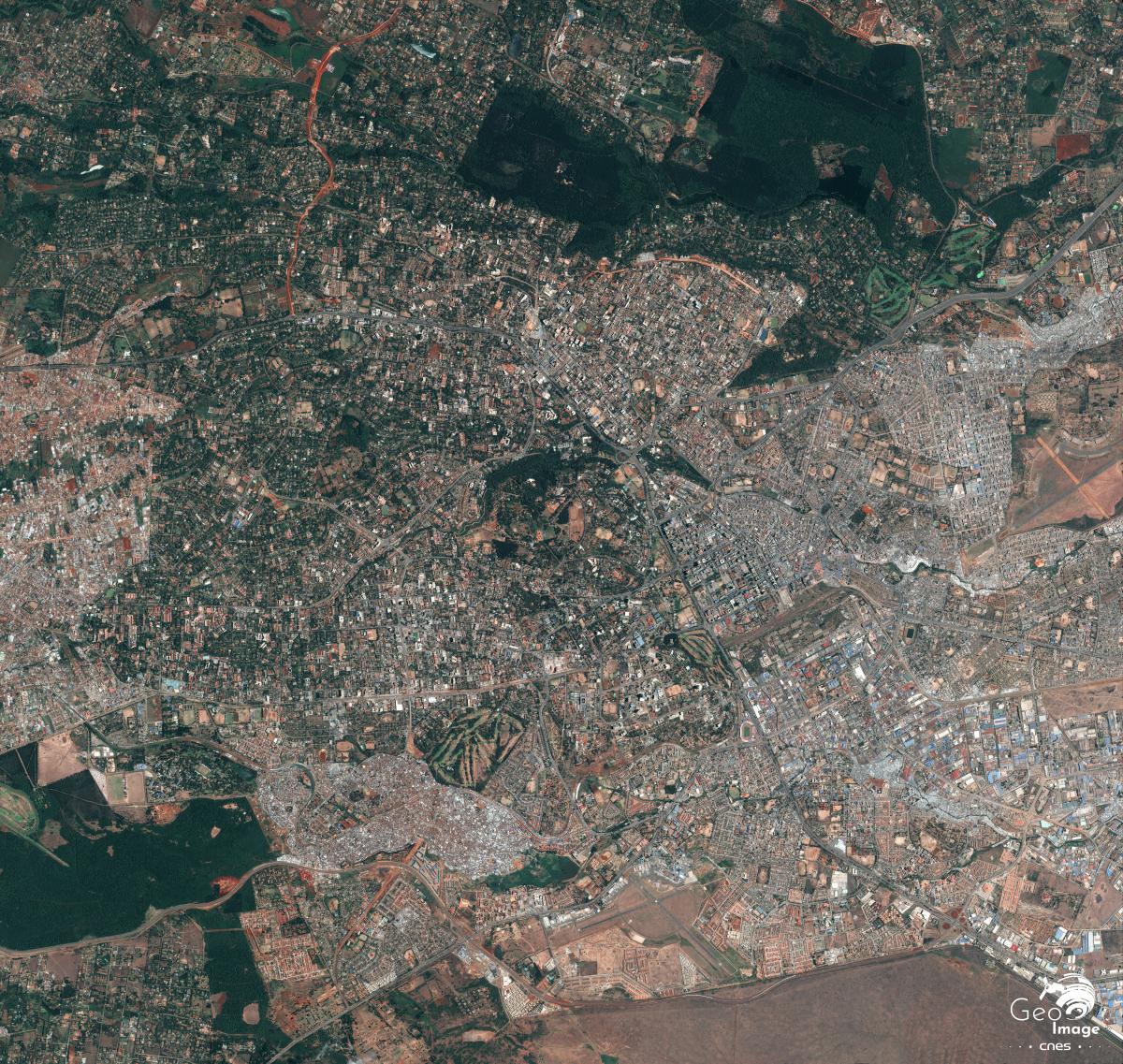 Image satellite de la capitale du Kenya, Nairobi Image satellite de la capitale du Kenya, Nairobi
