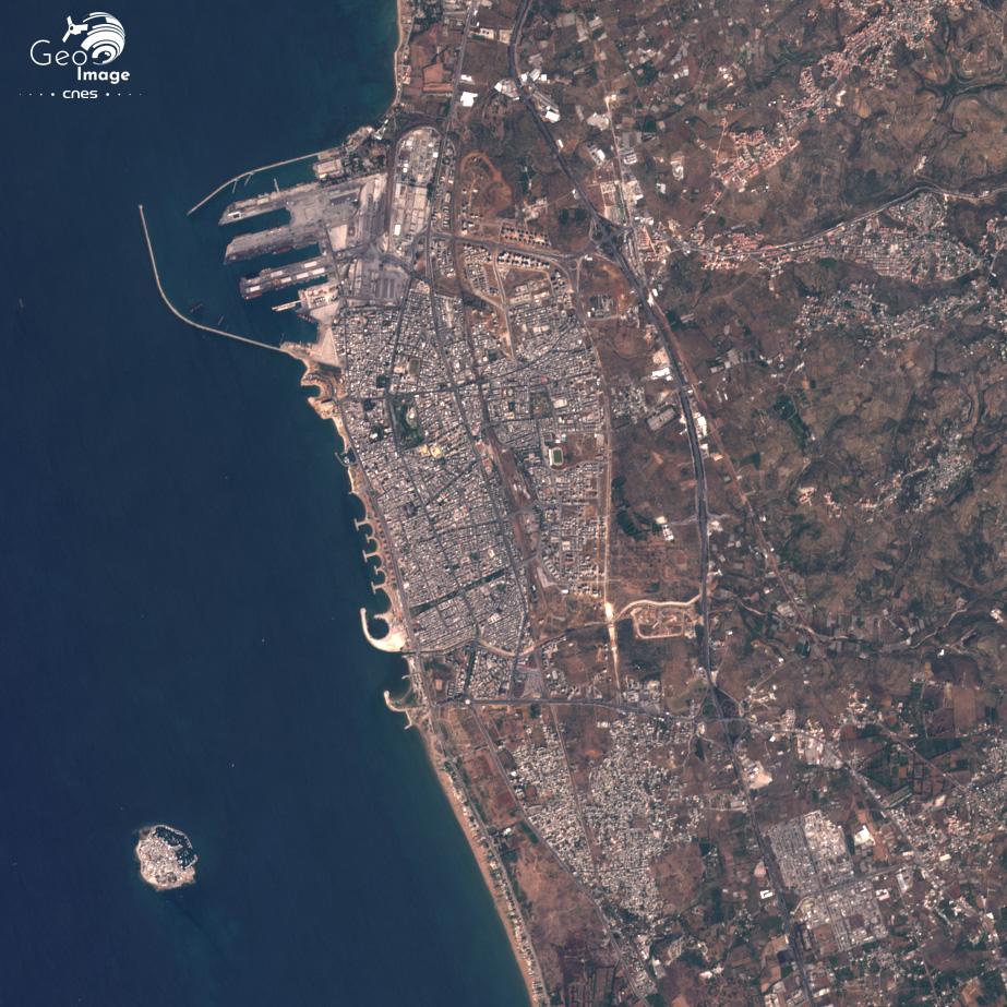 Image satellite de la ville côtière de Syrie Image satellite de la ville côtière de Syrie