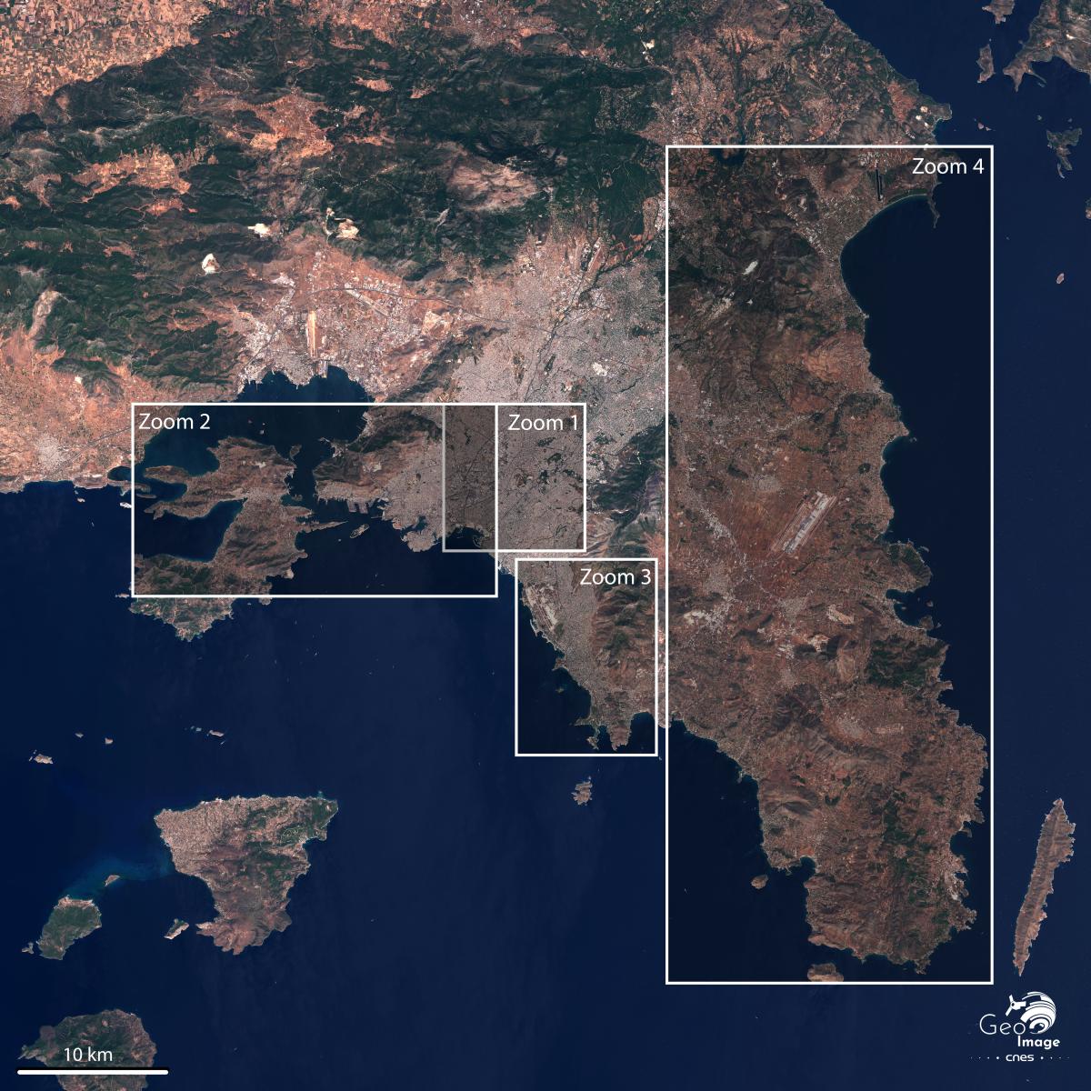 Image satellite d'Athènes, capitale actuelle de la Grèce