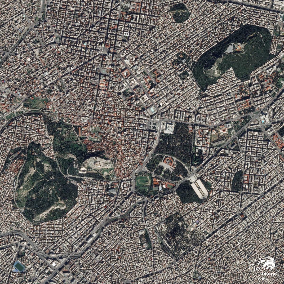 Image satellite d'Athènes, capitale actuelle de la Grèce