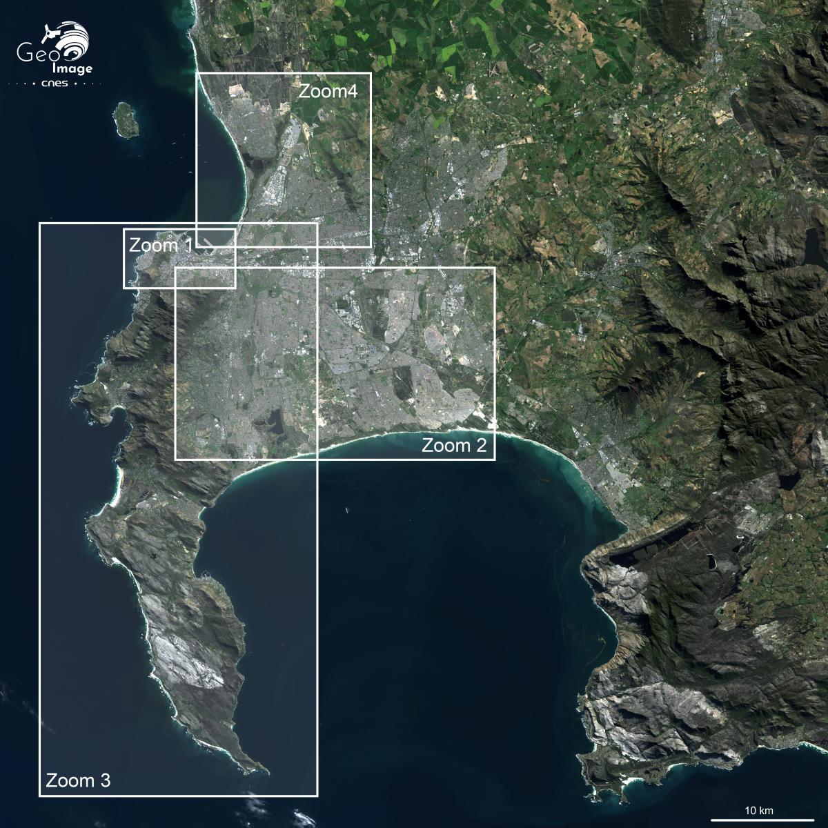 Image satellite du Cap, ville la plus australe du continent africain Image satellite du Cap, ville la plus australe du continent africain