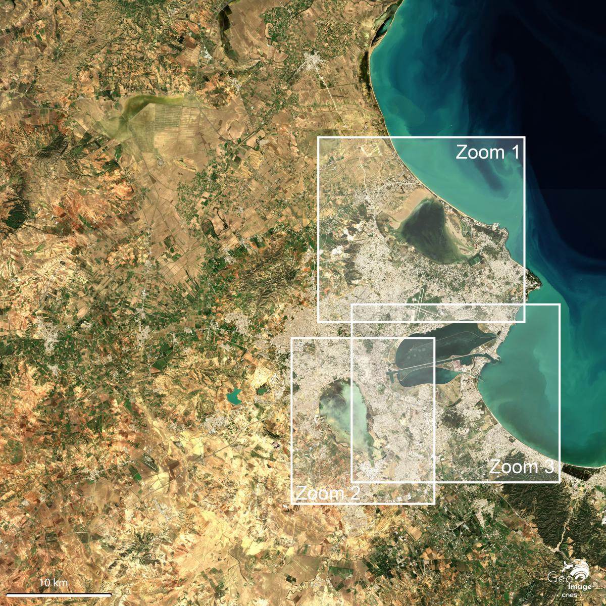 image satellite de la Tunis, capitale de la Tunisie image satellite de la Tunis, capitale de la Tunisie