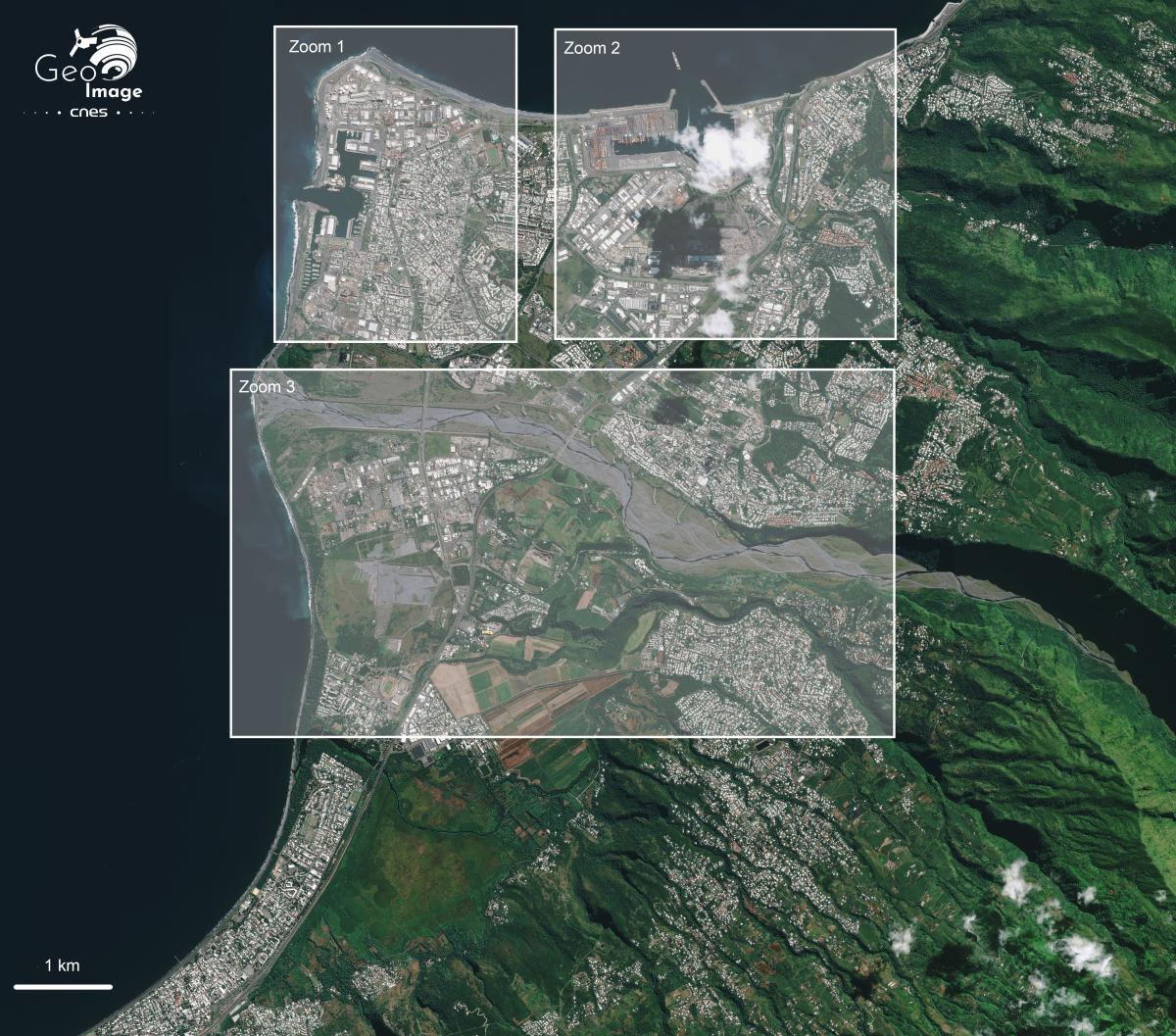 Image satellite du Port, commune française du département d'outre-mer de La Réunion Image satellite du Port, commune française du département d'outre-mer de La Réunion