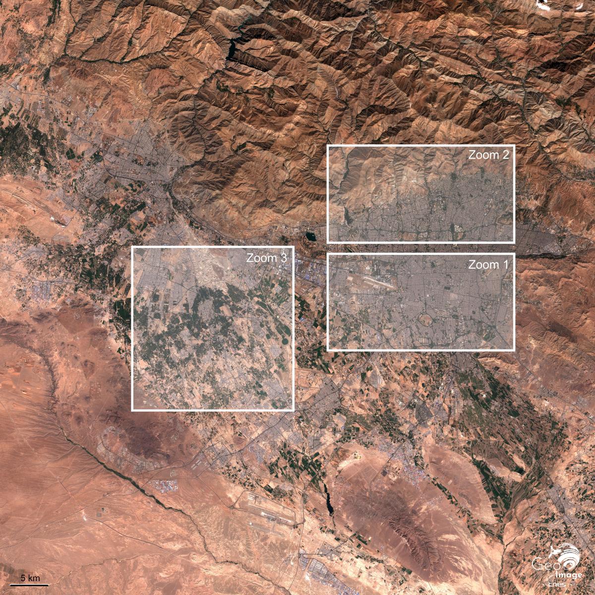 Image satellite de Téhéran, capitale de l'Iran Image satellite de Téhéran, capitale de l'Iran