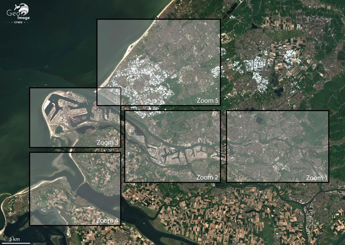 Image satellite de Rotterdam, ville portuaire des Pays-Bas Image satellite de Rotterdam, ville portuaire des Pays-Bas