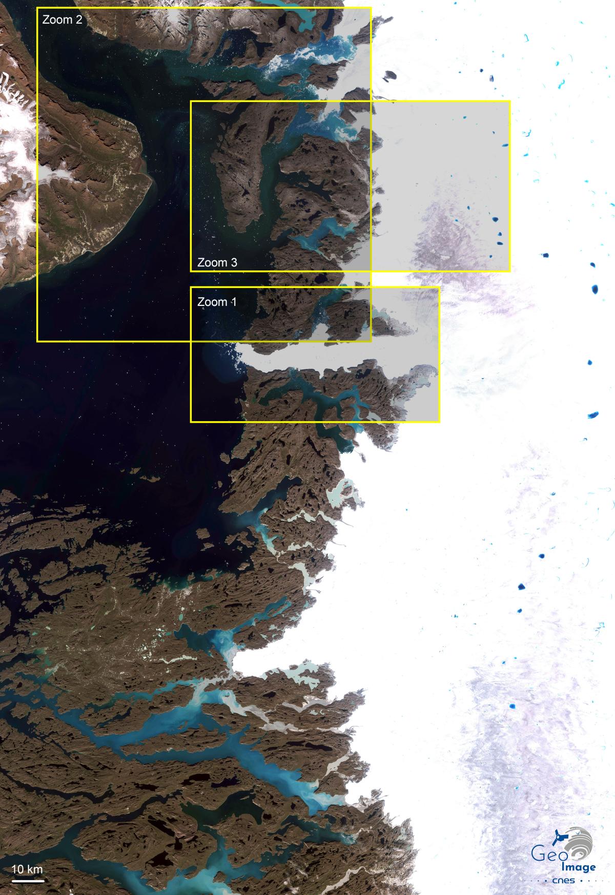 Image satellite de la baie de Disko, Groenland Image satellite de la baie de Disko, Groenland