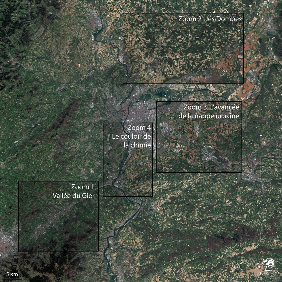 Image satellite de la région de Lyon Image satellite de la région de Lyon