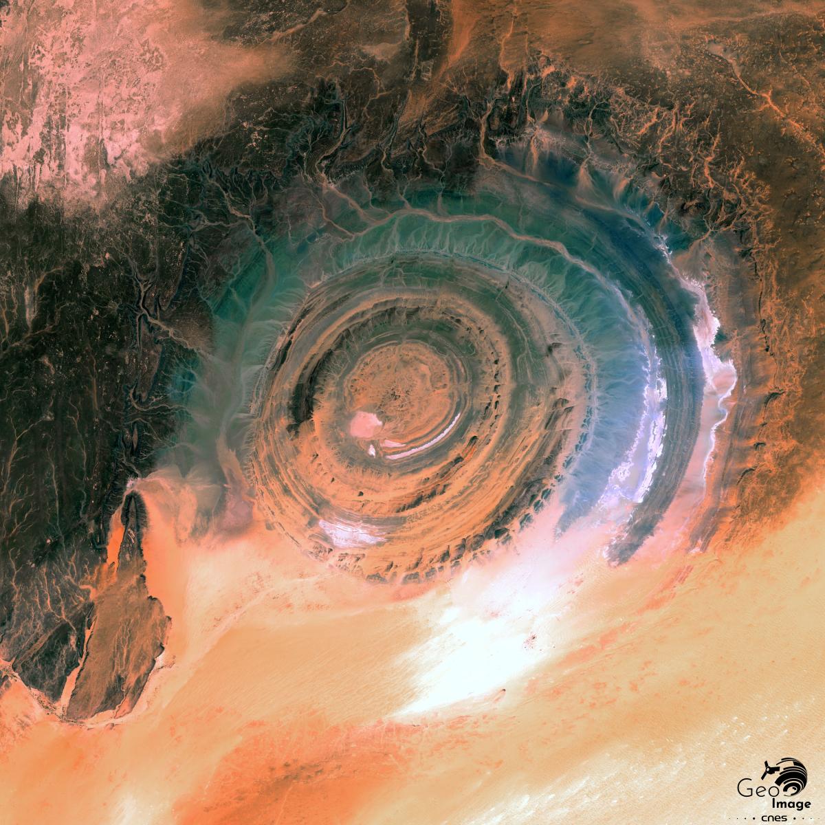 Image satellite de la structure de Richat