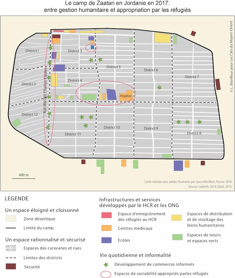 Carte le camp de réfugié de Zaatari en 2017 Carte le camp de réfugié de Zaatari en 2017