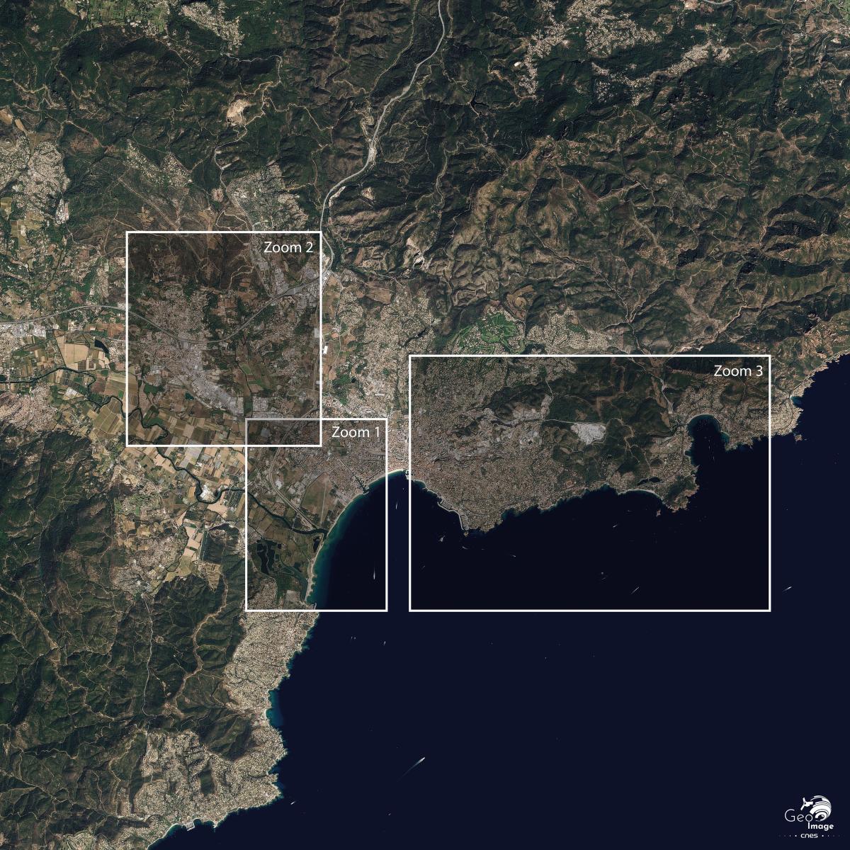 Image satellite de la région de Fréjus / Saint-Raphaël Image satellite de la région de Fréjus / Saint-Raphaël