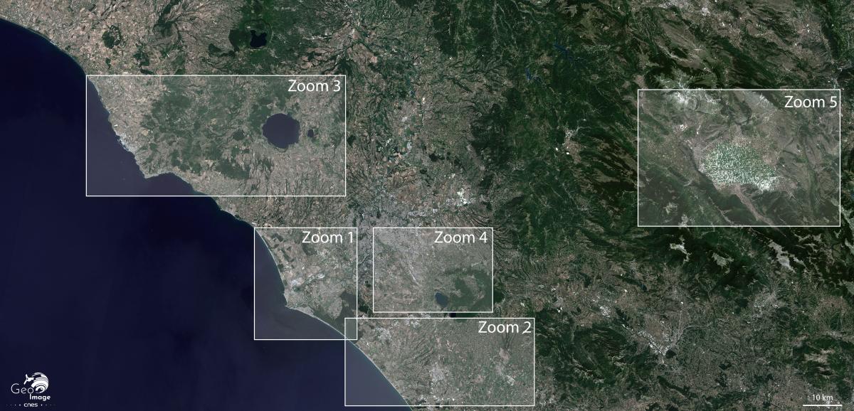 Image satellite de la région de Rome, capitale de l'Italie Image satellite de la région de Rome, capitale de l'Italie