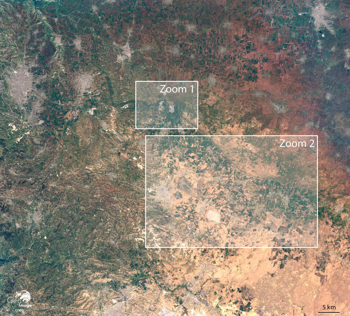 image satellite de la frontière entre la Jordanie et la Syrie image satellite de la frontière entre la Jordanie et la Syrie