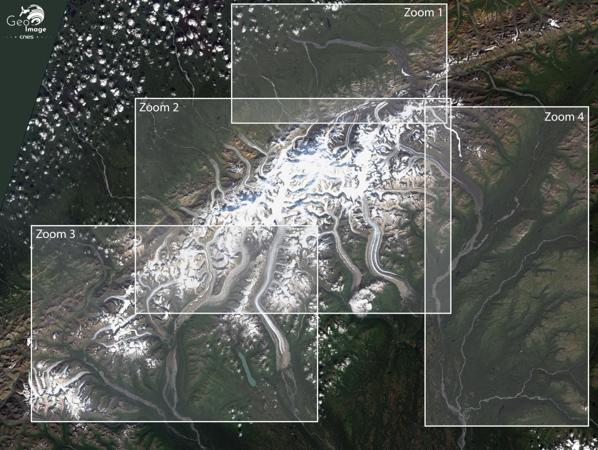 Image satellite du Denali, plus haut mont d'Amérique du Nord (Alaska) Image satellite du Denali, plus haut mont d'Amérique du Nord (Alaska)