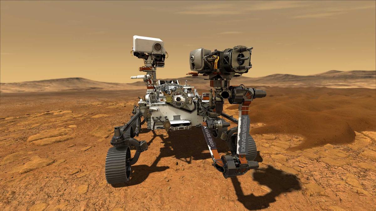 Illustration du rover Perseverance sur le sol de Mars