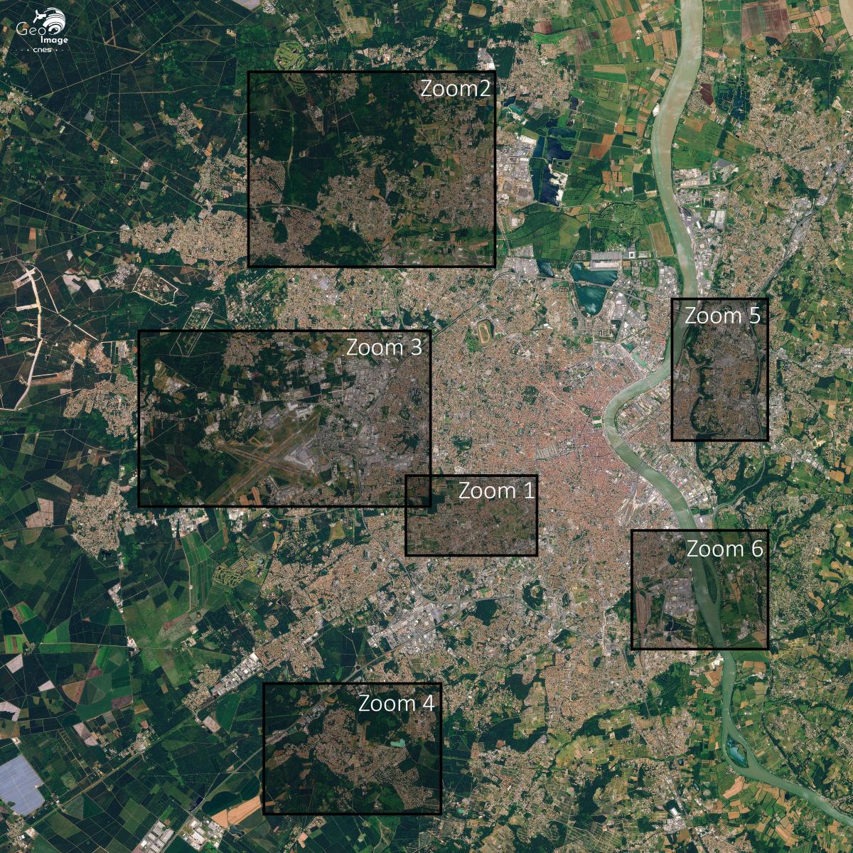 Image satellite de l’agglomération bordelaise Image satellite de l’agglomération bordelaise