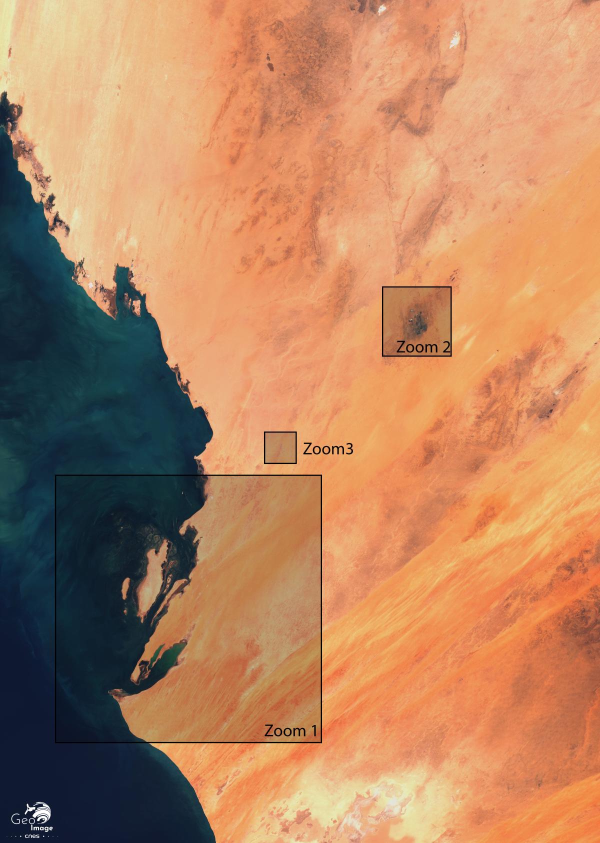 Image satellite de la côte septentrionale de Mauritanie Image satellite de la côte septentrionale de Mauritanie