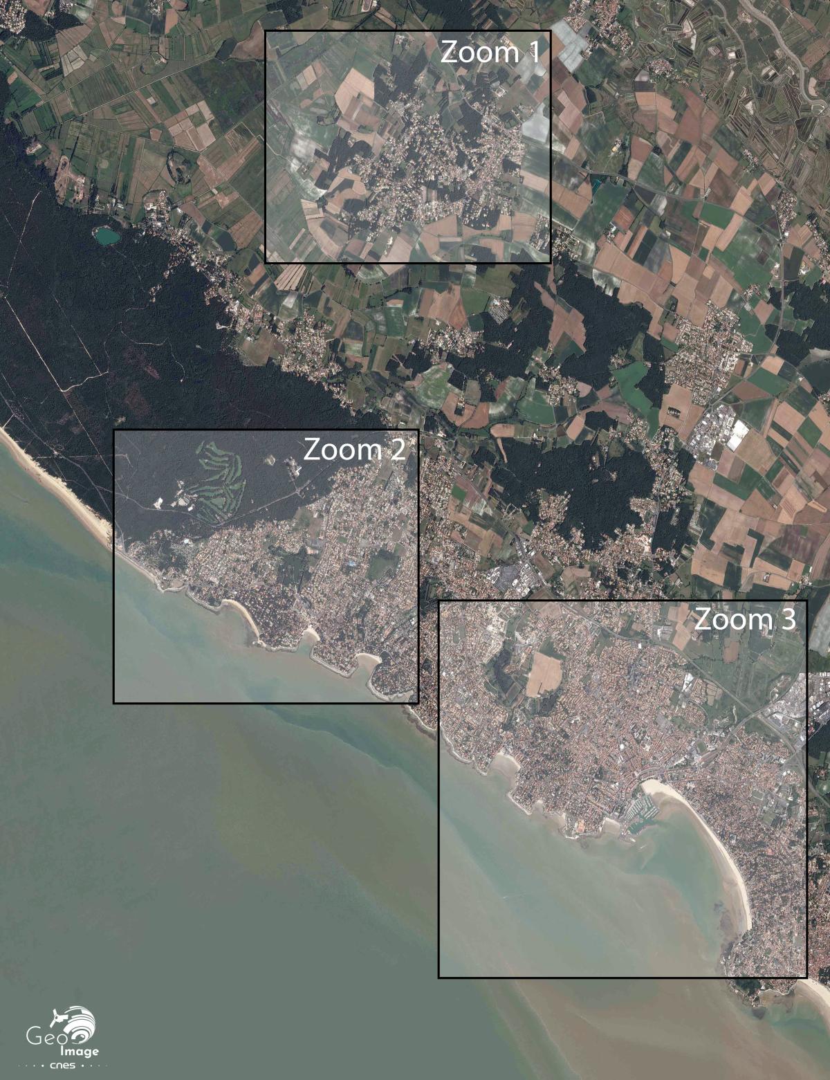 Image satellite de Royan station balnéaire, située à l'embouchure de l'estuaire de la Gironde