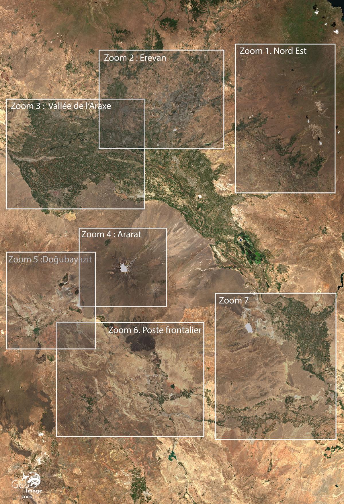 Image satellite de la région du mont Ararat