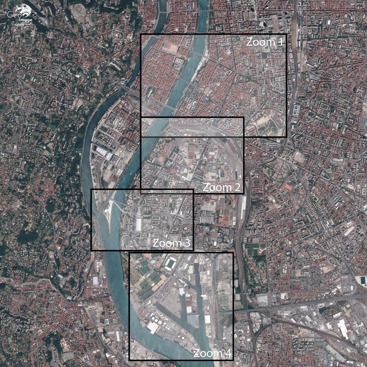 image satellite de l'agglomération lyonnaise  image satellite de l'agglomération lyonnaise