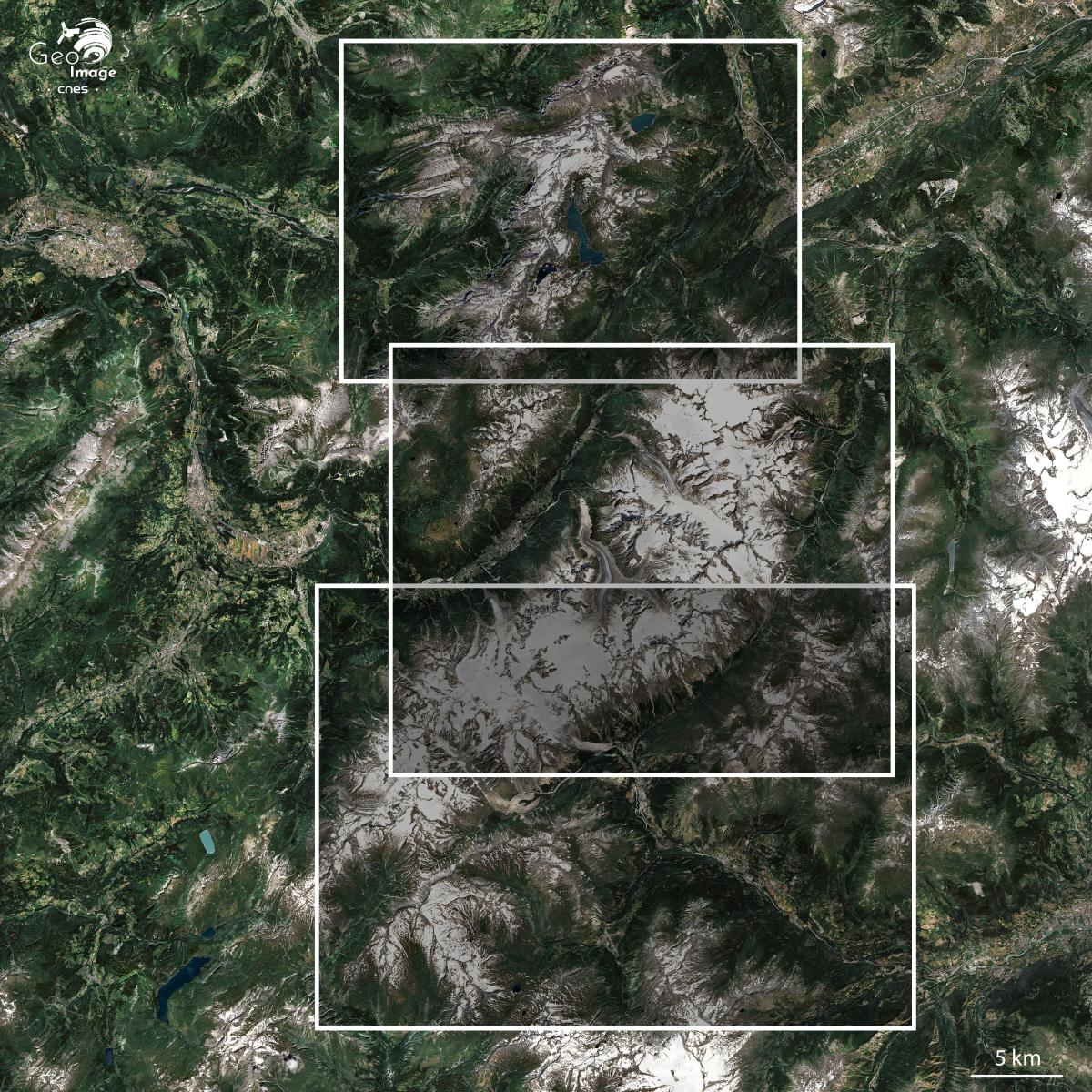 Image satellite du massif du Mont-Blanc Image satellite du massif du Mont-Blanc