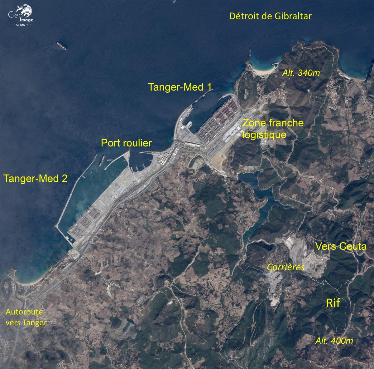 image satellite de la ville de Tanger