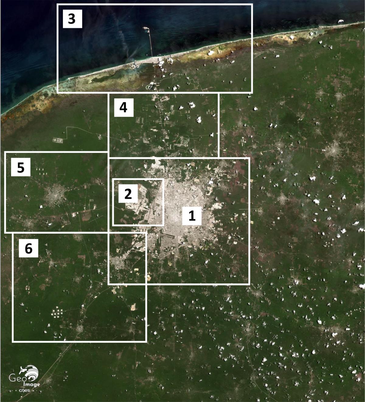 Image satellite de la ville de Mérida du Yucatan au Mexique Image satellite de la ville de Mérida du Yucatan au Mexique