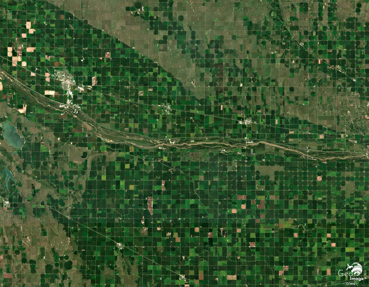Image satellite de la région de Lexington, dans le sud du Nebraska,