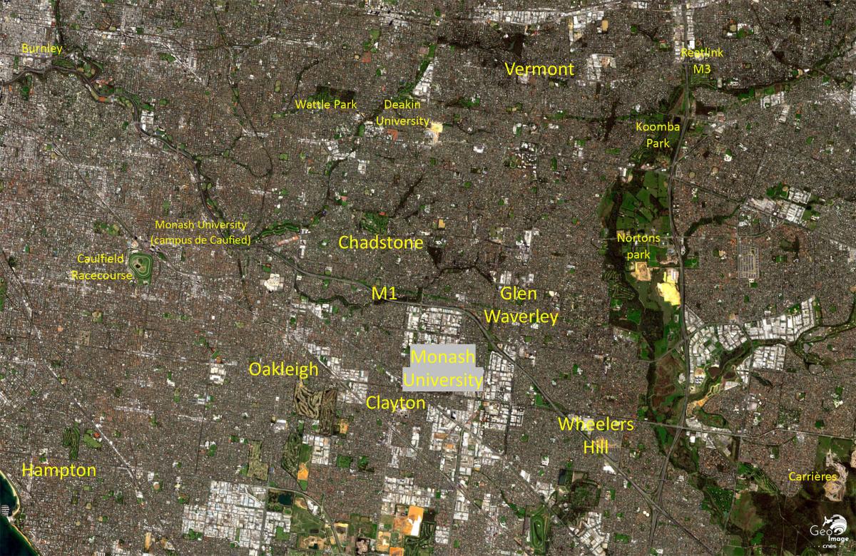 Image satellite de la ville Melbourne Image satellite de la ville Melbourne