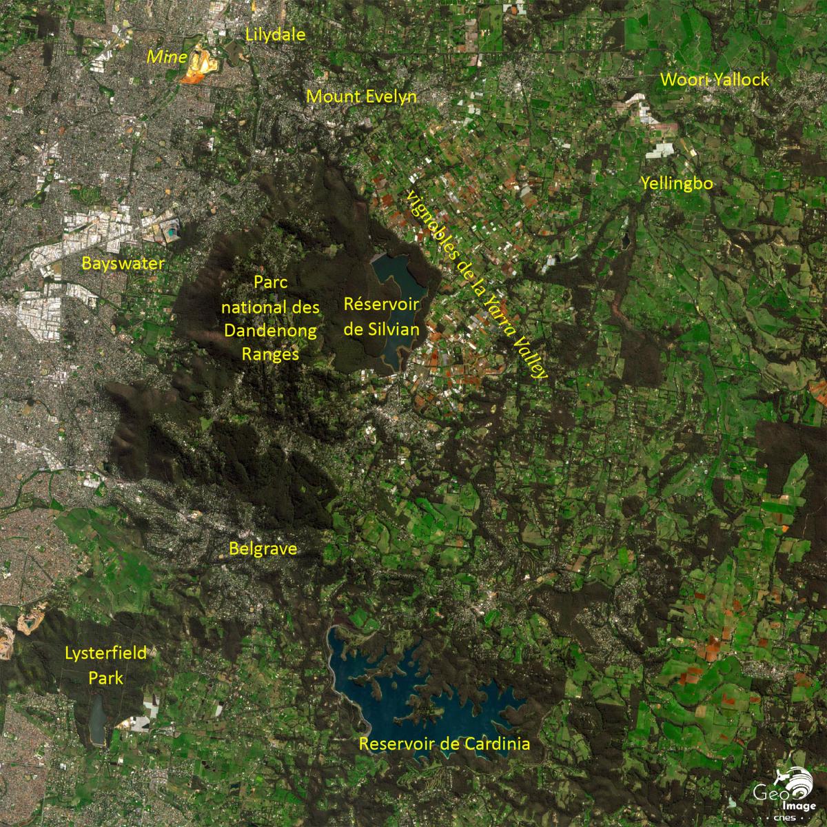 Image satellite de la ville Melbourne Image satellite de la ville Melbourne