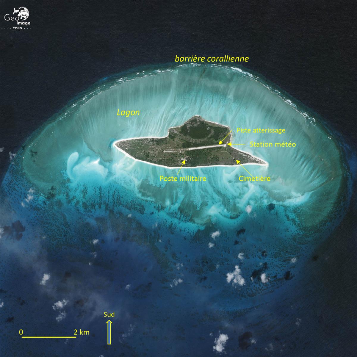 Image satellite de l'ile Juan de Nova Image satellite de l'ile Juan de Nova