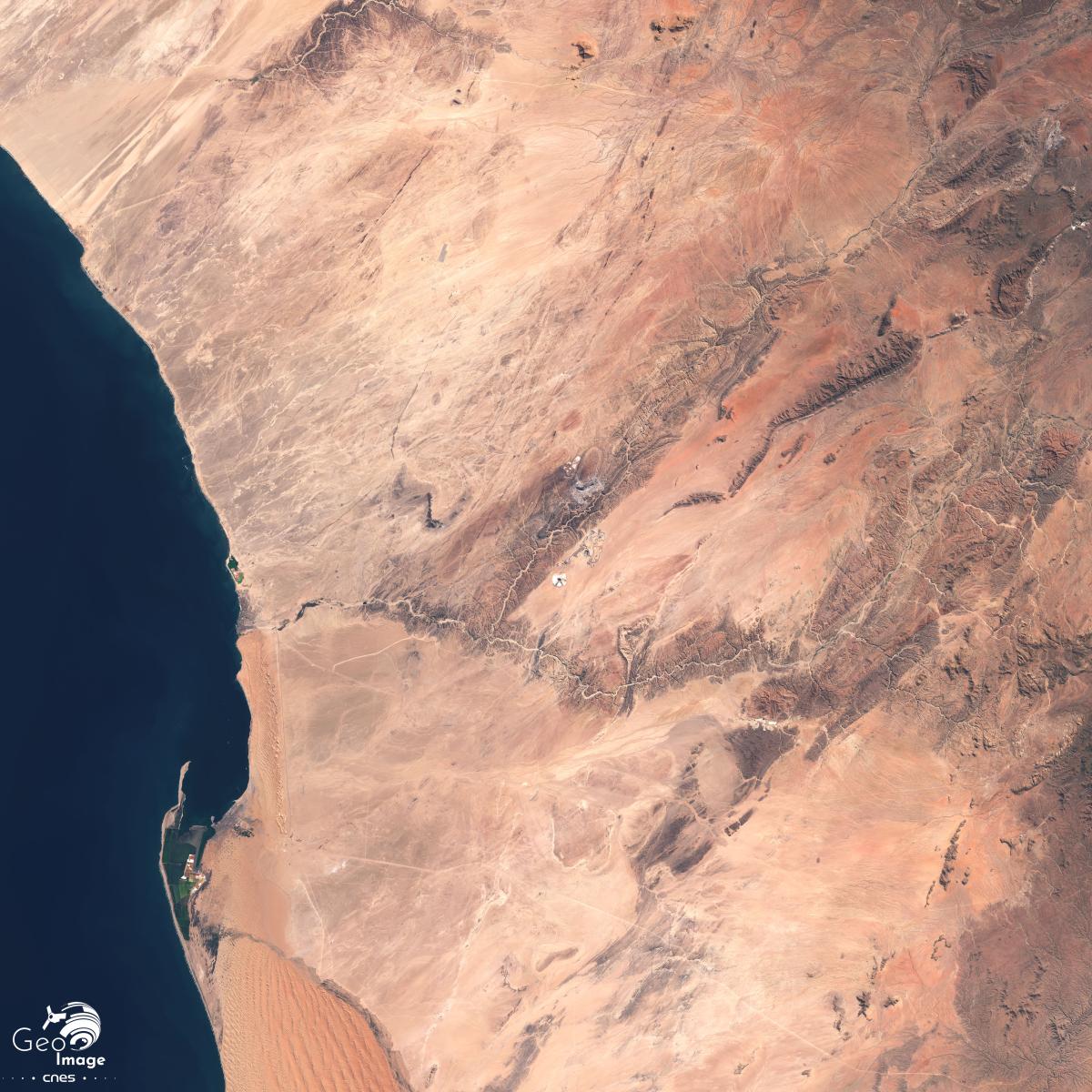 Image satellite du désert du Namib en Namibie