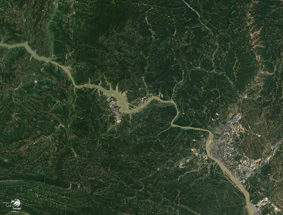 Image satellite du barrage des Trois Gorges Image satellite du barrage des Trois Gorges