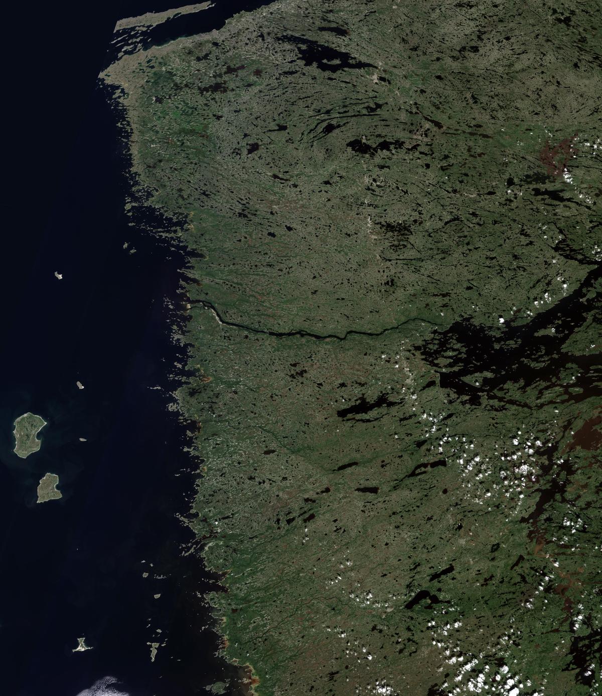 Image satellite de la Baie-James dans la région administrative du Nord-du-Québec Image satellite de la Baie-James dans la région administrative du Nord-du-Québec