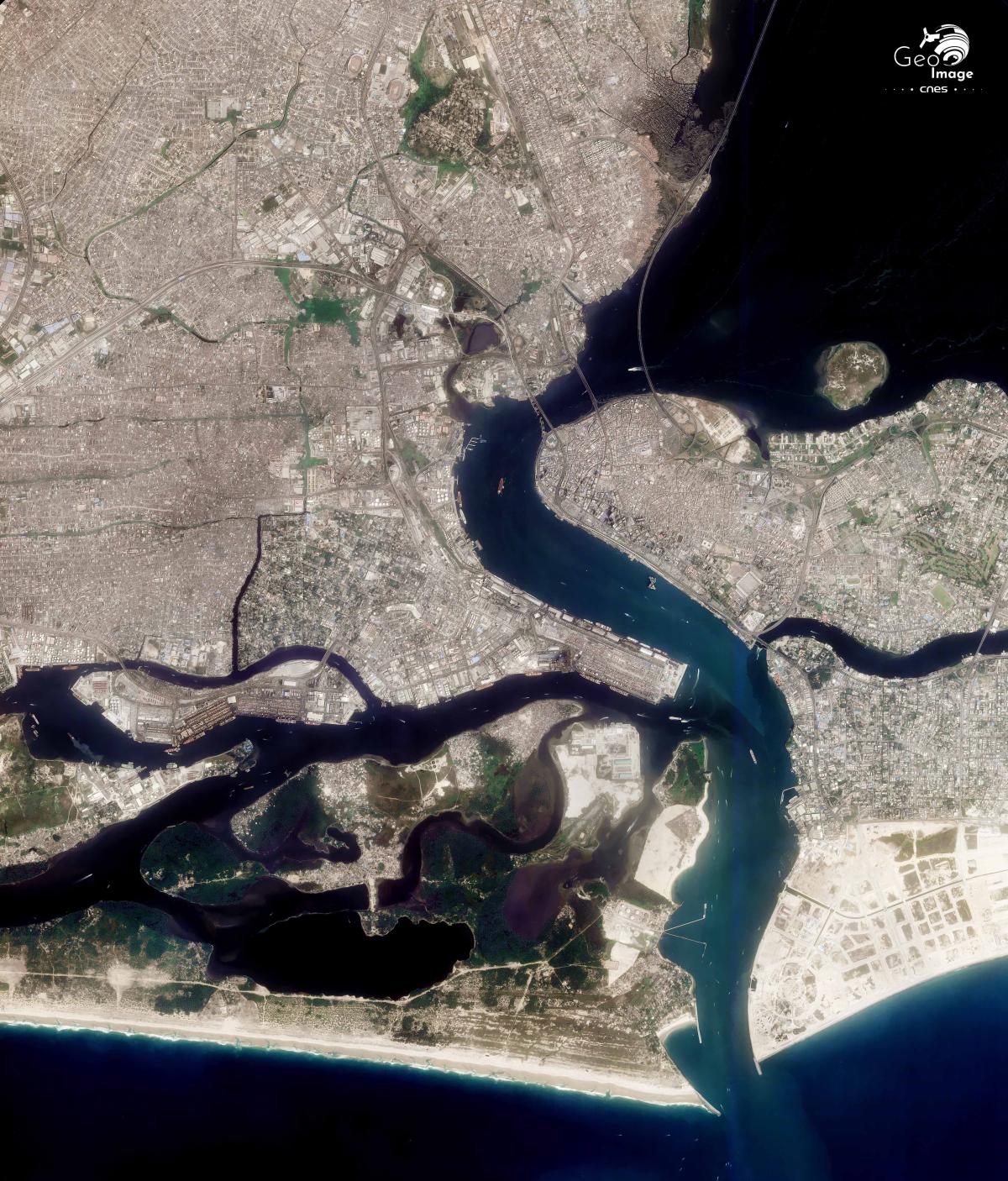 Image satellite de la ville de Lagos, la plus grande ville du Nigéria